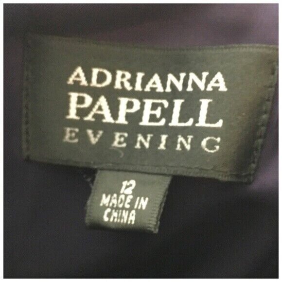 Adrianna Papell Cocktail Prom Dress Size 12 Purple Pleat Bodice Rosette Tulle - Picture 7 of 7